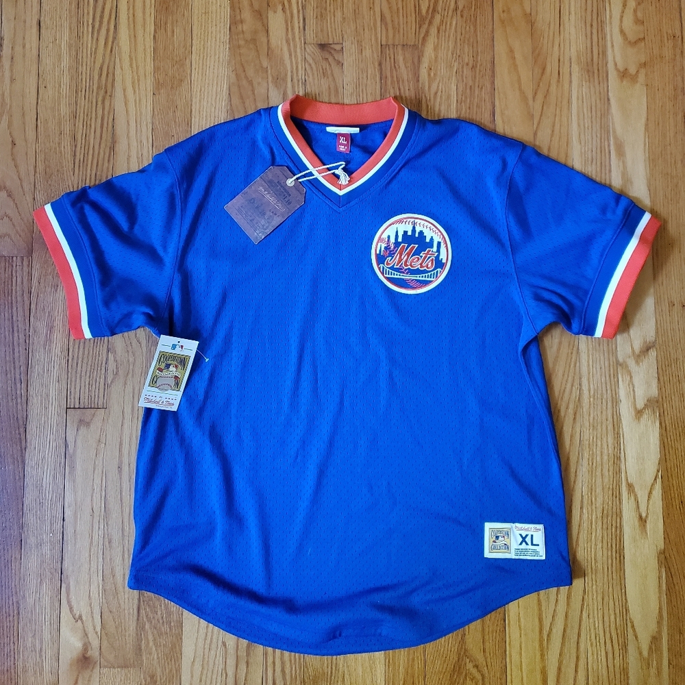 Men's New York Mets Mitchell & Ness Royal Mesh V-Neck Jersey blue NY mets shirt
